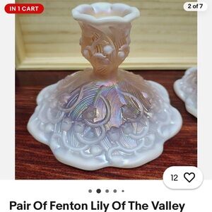 Fenton Pink Iridescent Lily of the Valley Vase